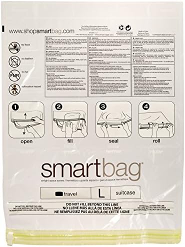 עיצוב חכם נסיעות Smartbag אחסון שומר חלל מיידי - גדול - רוכסן כפול אטום - חותם ואקום - לבגדים, כריות, שמיכות ועוד