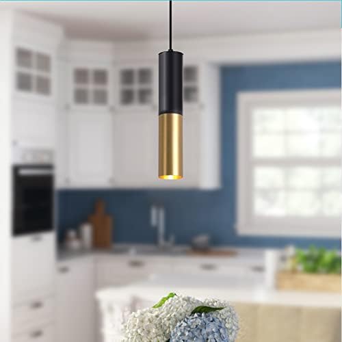 מודרני תליון אור קבועה עבור מטבח אי, 1-אור שחור זהב תליון תאורת תקרת תליית אור כבל מתכוונן לסלון