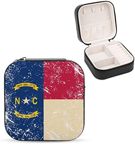 קופסאות תכשיטים של דגל מדינת צפון קרוליינה עור PU עור נייד אחסון מחזיק קופסאות מיני מארז לנשים מתנה