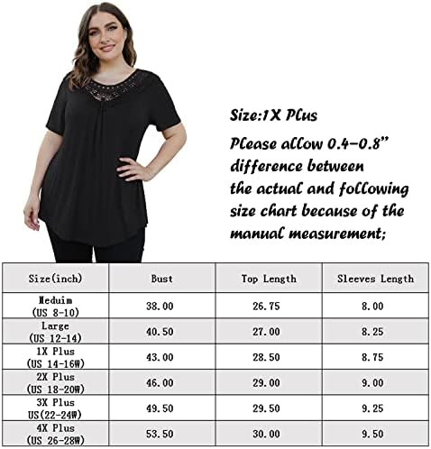 א. ג ' סדאני נשים בתוספת גודל קיץ חולצות שרוול קצר תחרה קפלים חולצות טוניקה חולצות מ-4