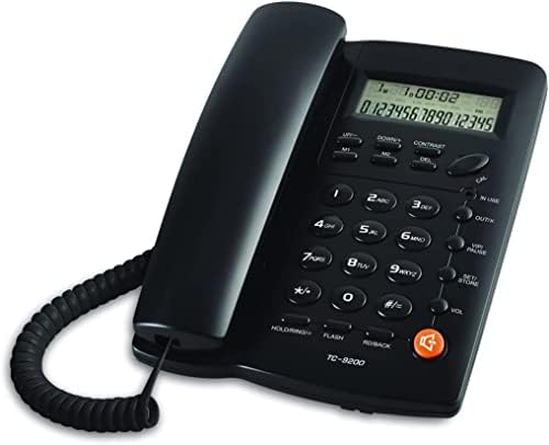 טלפון כבלים, TC-9200 ידיים שחורות זיהוי מתקשר חינם זיהוי קווי קווי קבוע למשפחה/עסקים/מלון