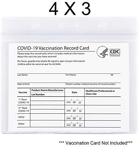 חבילה 5 - מגן כרטיס חיסון לבקרת מחלות 4 על 3 אינץ ' לחיסון בעל כרטיס חיסון, בעל תג שם 4 על 3, שרוול פלסטיק