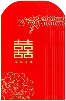 מעטפות אדומות חתונה הסינית הונגבאו 16.8 איקס 8.8 ס מ/ 6.6 איקס 3.5 סנטימטרים 12 יחידות הונג באו מעטפות מזומנים