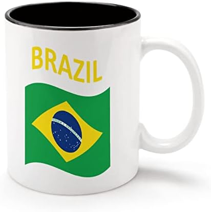 דגל של ספל קרמיקה ברזיל קפה כוס תה כוס כוס מתנה מתנה הדפסים חמודים מצחיקים לנשים ביתיות משרדיות 11 oz