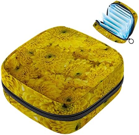 מפית סניטרית אחסון תיק וסת כוס פאוץ בנות נסיעות גדול קיבולת איפור סניטרי רפידות ארגונית, צילום מקרוב של צהוב פרח