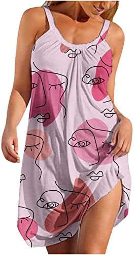 נשים חוף לחפות מקרית שרוולים טנק שמלה פרחוני הדפסת חופשת אופנה תלבושת קיץ טוניקת קצר שמלה