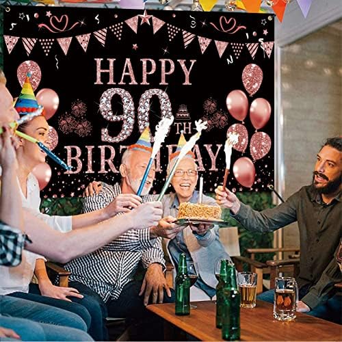 יום הולדת 90 קישוטים עלה זהב 90 שנה ישן יום הולדת רקע באנר לנשים שמח 90 מסיבת יום הולדת ספקי צילום אספקת