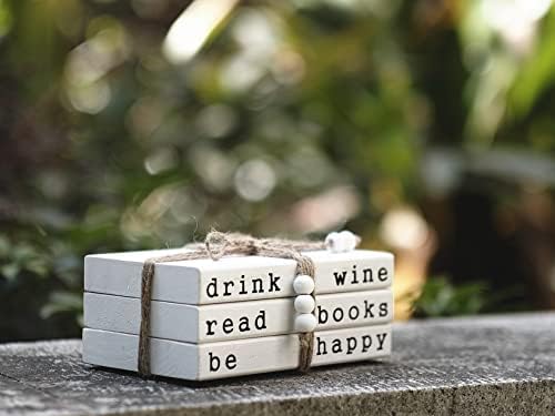 לבנדר בהשראת חווה ספר דקור-מטבח יין דקור-חווה מוערם ספרים עם עץ חרוזים עבור קפה שולחן דקור - סלון דקור-יין