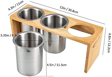 כלי כסף נושא כלים סכו ם מחזיק נירוסטה תשמיש נושא כלים ארגונית עם עץ בסיס עבור השיש מסיבות מטבח