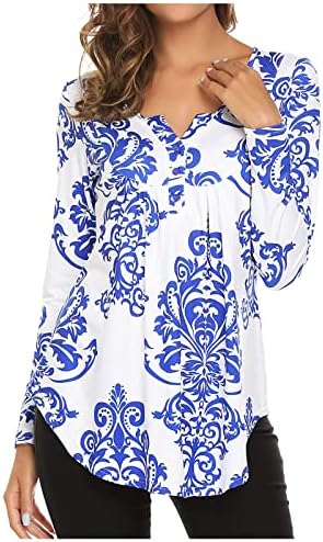 נשים מקרית טוניקת חולצות ללבוש עם חותלות ארוך שרוול רופף הנלי חולצות זורם כפתור עד משובץ חולצה טי