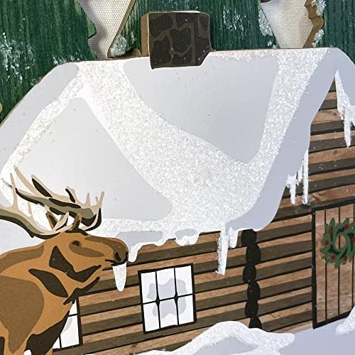 היינר בברכה קישוטי חג המולד לבית עץ חג המולד כפרי איילים שלטי עץ כפרי בית חווה בלוק 14.3 על 11.7 אינץ ' חגי חורף