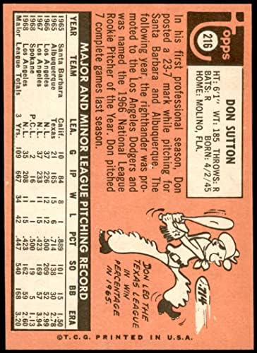 1969 Topps 216 דון סאטון לוס אנג'לס דודג'רס NM Dodgers