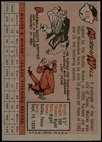 1958 Topps 410 Murray Wall Boston Red Sox Ex/Mt Red Sox