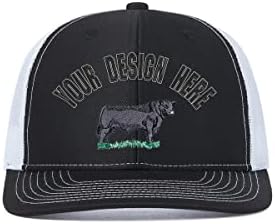 רקמה מותאמת אישית בהתאמה אישית מערבית חווה מערבית פרה פרה בקר אנגוס שור לגברים 112 כובע משאיות עיצוב הטקסט שלך