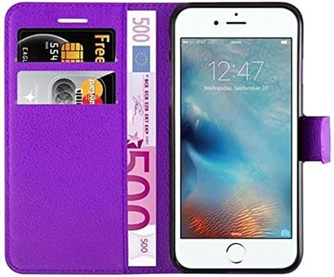 Cadorabo Book Case תואם ל- Apple iPhone 7 / iPhone 7S / iPhone 8 בפסטל סגול - עם סגירה מגנטית, פונקציית עמד