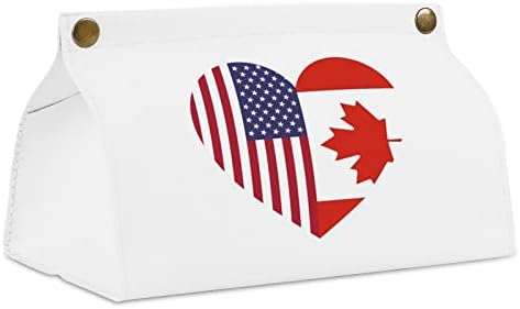 דגל אמריקאי קנדי ​​לב רקמות רקמות מחזיק מכסה מארגן נייר תיק נייר למפיות נייר פנים שולחן כתיבה מכוניות מטבח