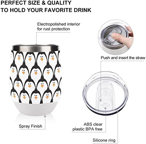 דפוס פינגווין חמוד ספל קפה ספל נירוסטה כוס משקה כוס עם מכסים לטיולים לעיצוב מתנה ליום הולדת 12 גרם
