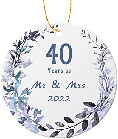קישוט יום נישואין 40, 40 שנה בתור MR & MRS 2022, קישוט קרמיקה תליון יום השנה לקישוט חגיגות, חתונות