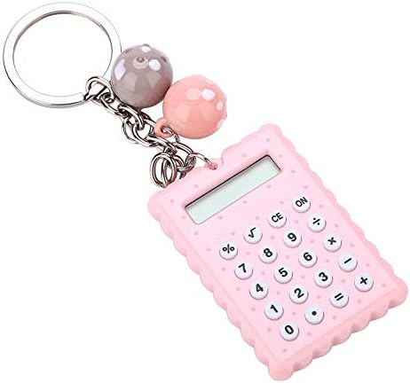 מחשבון מיני, צבע סוכריות כיס נייד PVC 8 ​​ספרות מחשבון אלקטרוני עם כפתורי סיליקון ואבזם מחזיק מפתחות לילדים