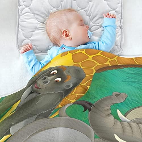 מצוירת של חיות טרופיות יוניסקס רך שמיכה לתינוקות לשמיכה פעוטות לעריסה למעון יום עם שמיכת אבטחה