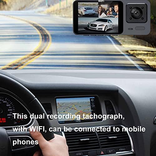 מצלמת מקף כפולה, מקליט נהיגה, מצלמת מקף קדמית ופנים 1080p למכוניות מצלמת רכב ראיית לילה, בקרת WiFi
