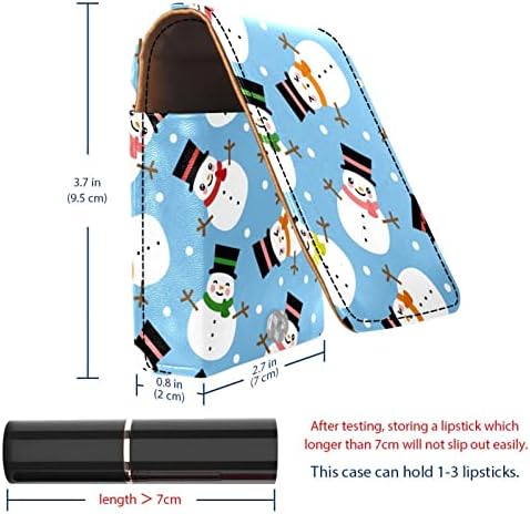 חורף חג המולד שלג דפוס שפתון מקרה עם מראה עבור ארנק מיני שפתון מחזיק ארגונית תיק נסיעות קוסמטי פאוץ,