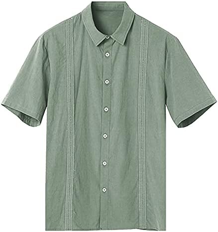 חולצות פשתן כותנה לגברים XXBR כפתור קיץ חדש צווארון צווארון צווארון שרוול קצר רגוע כושר חוף חולצה מזדמנת
