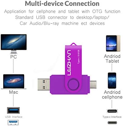 Leizhan 512GB סוג C כונן פלאש USB, USB-C זיכרון Stick 3.0 עבור Samsung Galaxy Note10, S10, Note 9,
