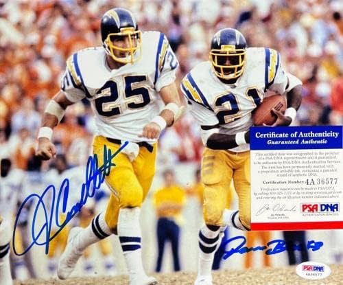 ג'ון קפלטי וג'יימס ברוקס סן דייגו מטענים חתמו 8x10 צילום PSA 4A36577 - תמונות NFL עם חתימה