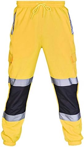 Wenkomg1 היי ויס למכנסיים לגברים, קלטות רפלקטיביות גלויות עמידות בפני כתמים עמיד למים בטיחות עבודות