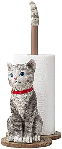 מחזיק מגבת נייר של ZCX מחזיק נייר יצירתי מחזיק גליל מטבח, חתול מצויר נייר מטבח אנכי נייר אגרוף