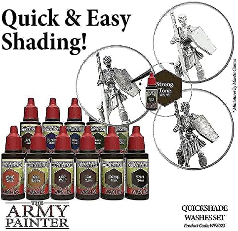 סט צבע מגה של צייר הצבא 3 - סט שטיפות מהירות - סט - צרור לכה אנטישין מאט: ערכת ציור Wargamers של 50