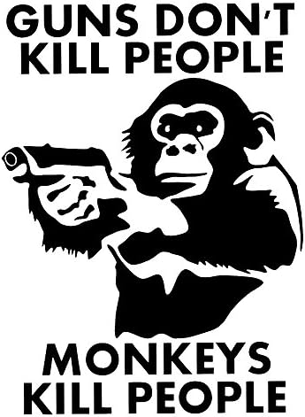 שילוט אקדחי בית קפה לא הורגים אנשים, קופים עושים - מצחיק 6 מדבקות ויניל גבוה