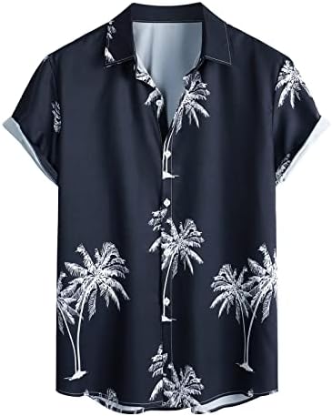 קיץ חולצות לגברים גברים של אביב ובקיץ למעלה חולצה מודפס מזדמן דש גדול גודל חוף למעלה חג תור