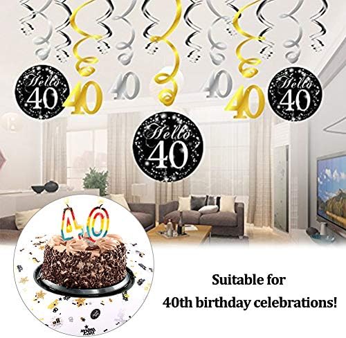 קישוטים למסיבות יום הולדת 40, כרזות ליום הולדת שמח ויום הולדת 40 קישוטי מערבול