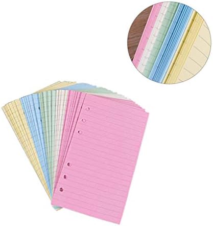 Stobok 50 עמודים A6 נייר מילוי צבעוני עם 6 טבעות, מילוי פסק תוספות 5 צבע נייר מילוי עלים רופפים