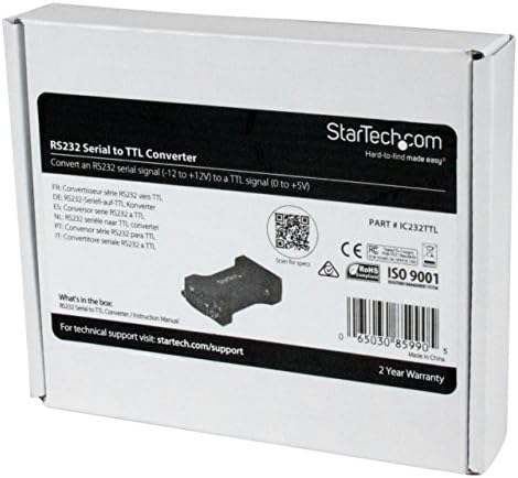 Startech.com RS232 לממיר טורי TTL - DB9 F/M - מתאם לוגי טרנזיסטור דו -כיווני, שחור, שחור