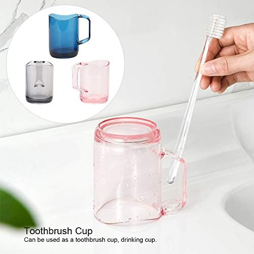 כוס מברשת שיניים 3 יחידות, כוס שתייה מעבה חדשנית, מחזיק מברשת שיניים מסוגננת מודרנית עם ידית לאספקת אמבטיה