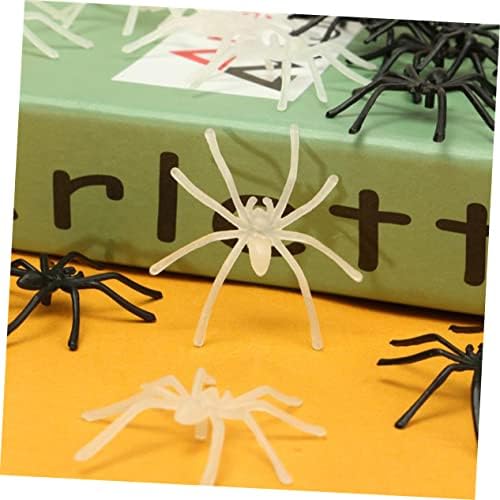 ABOOFAN 100 PCS עכביש עכבישים זוהרים לעכבישים מעשי קונדס ריאליסטי ליל כל הקדושים מזויף פלסטיק מעשי מעשי מסיבה