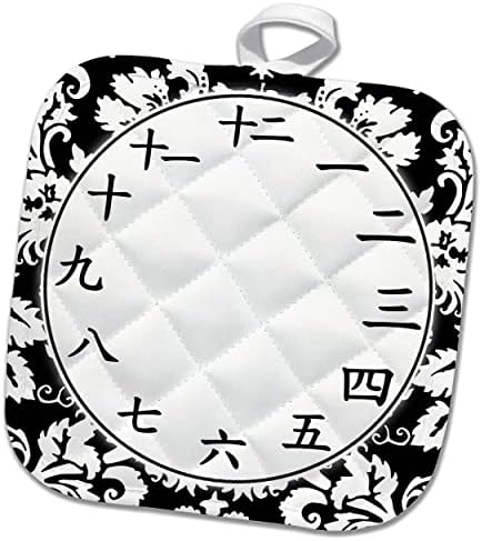 פנים שעון יפני של 3 דרוזה - מספרי קאנג'י - דמשק שחור לבן. - פוטולדרים