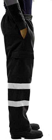 מכנסי פסים רפלקטיביים של Hgeogy גברים מכנסיים נראות גבוהה מכנסי מכנסי רגל ישר מכנסי טרנינג.