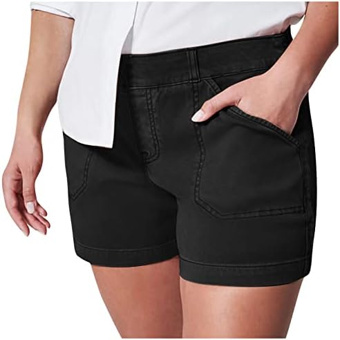 Zhensanguo's Stretw's Stretw מכנסיים קצרים מכנסיים קצרים שחורים כיסים צדדיים רכים לא כפתור ואין רוכסן