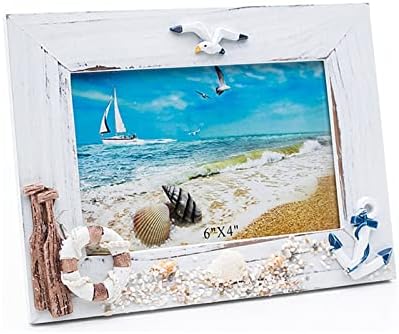 מסגרת תמונה ים תיכונית מסגרת תמונה מעץ מחזיק מסגרת צילום מעץ לחוף ימי ביתי ביתי קפה קפה קישוט