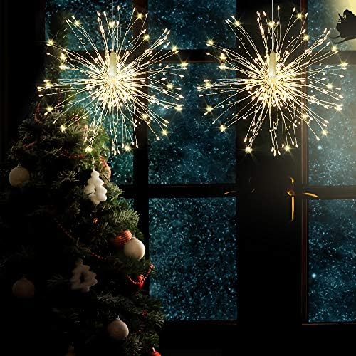 אורות חוט מיתרים פיות אורות חג מולד, LED DIY 8 מצבי אורות לעומק, אורות כוכבים תלויים אטומים למים לחג המולד,