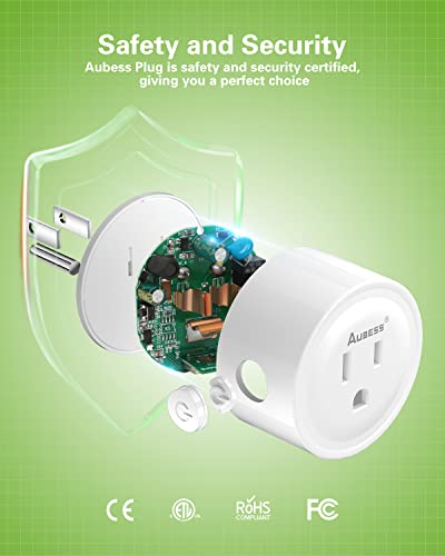 תקע חכם AUBESS, Outlet Smart שעובד עם Alexa & Google Assistant, Alexa Smart Pligs עם ניטור