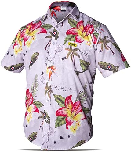 חולצת הוואי חוטית לא סוערת לגברים - 100 קילוגרם פצצות ופרחים לעבודה, מסיבה, מנגל