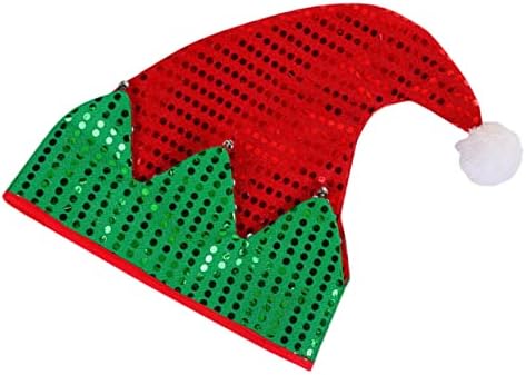 1 מחשב סנטה כובע ירוק סנטה כובע סרוג הרגיש סנטה כובע צילום כובעי שאינו ארוג בד אדום מהבהב