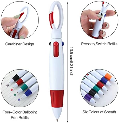 נשלף הסעות עטים מיני 4 ב 1 בשלל צבעים כדורי עטים עם אבזם במחזיק מפתחות על למעלה אחות עטים במחזיק מפתחות עט