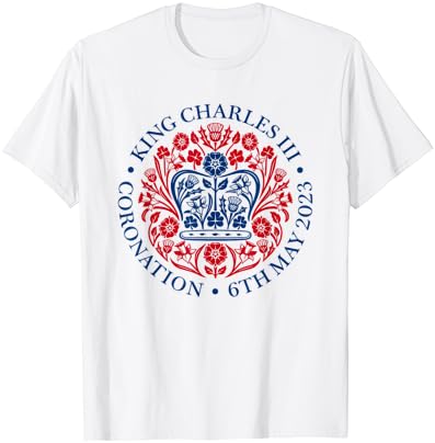 מלך צ ' ארלס רויאל הכתרת 2023 בריטניה בריטי כתר מזכרות חולצה