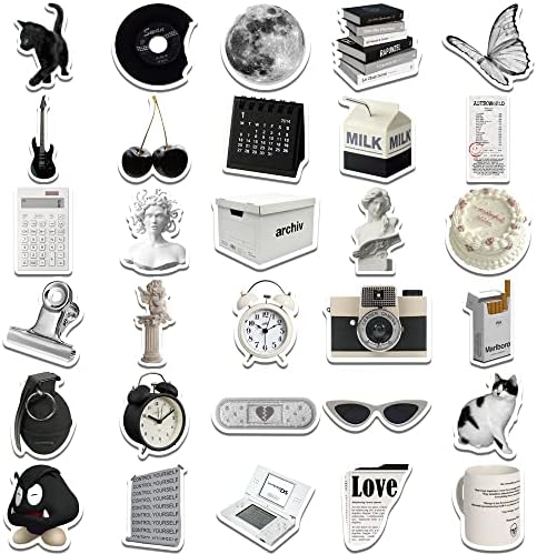 וינטג 'בשחור לבן מדבקות בסגנון אופנה של 61 ומדבקות לבנות וינטג' של 57 מדבקות מחשב נייד מדבקות מחשב נייד